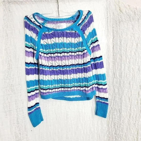 Justice Multi-colored Knit Sweater Top Girls Size 10 - Picture 2 of 8